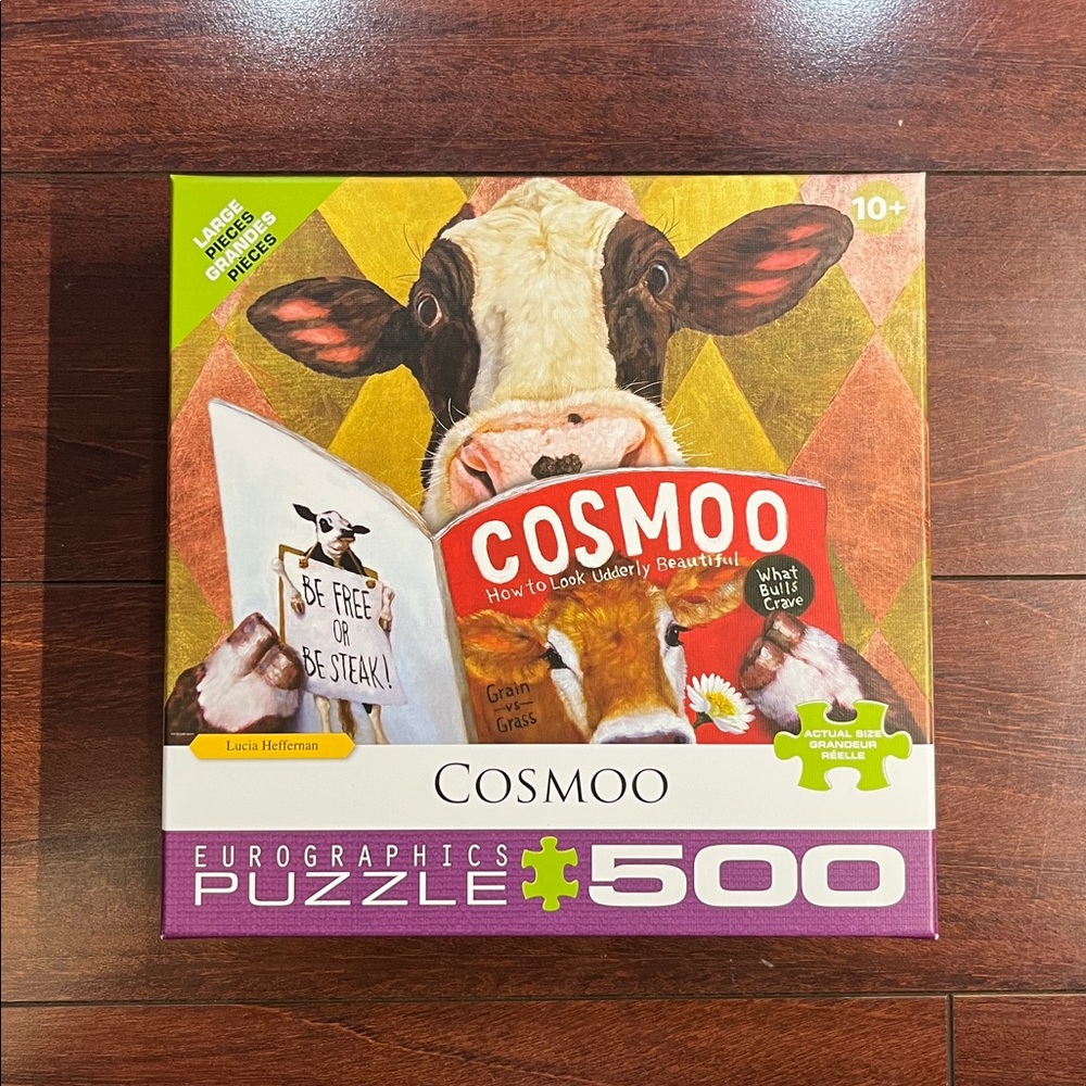 PRE-OWNED 500 Piece Large Pieces Cosmoo By Eurographics Puzzle Cow Farm Used